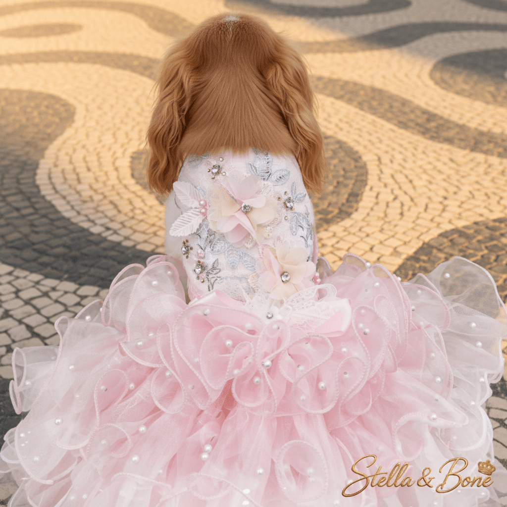 La Perle Rose | Pink Pearl Couture Dog Gown | Stella & Bone