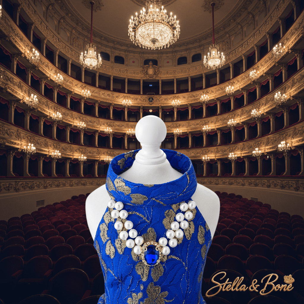 La Saphira | Royal Blue Brocade & Pearl Dog Gown | Stella & Bone