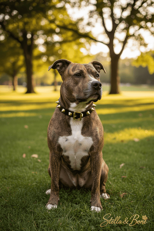 Artisan Gold Spike Dog Collar | Vegetable-Tanned Leather | Stella & Bone