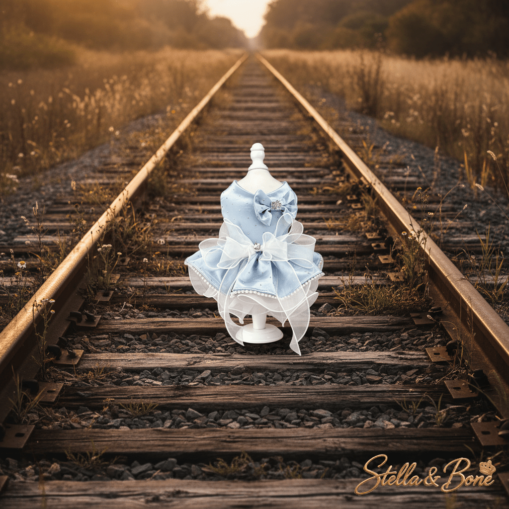La Belle Bleue | Pearl & Rhinestone Satin Dog Gown | Stella & Bone