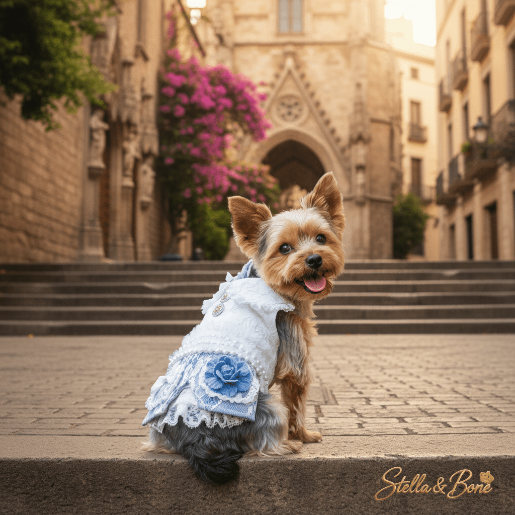 La Dentelle Bleue | Lace & Bow Dog Dress | Stella & Bone