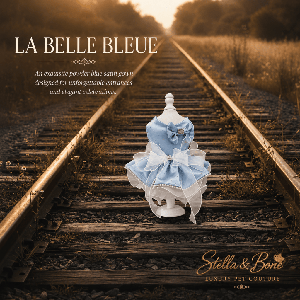 La Belle Bleue | Pearl & Rhinestone Satin Dog Gown | Stella & Bone