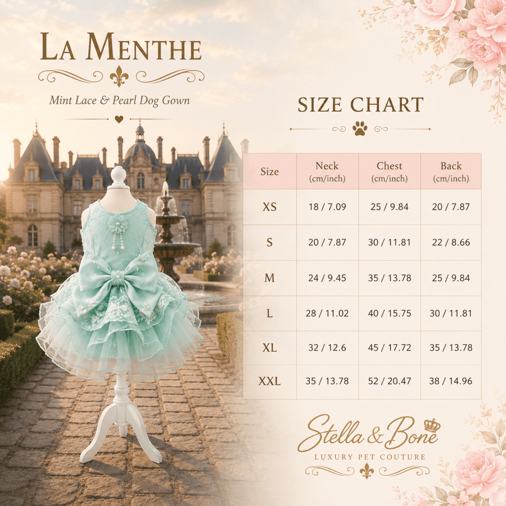 La Menthe mint couture dog gown – Loire Valley chateau garden style luxury pet dress for destination weddings
