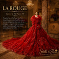 La Rouge ruby crystal couture dog gown at The Plaza New York — red formal dog gown for weddings and photo shoots