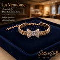 La Vendome, gold-tone pet collar with a large rhinestone-encrusted bow centerpiece, Great for weddings.