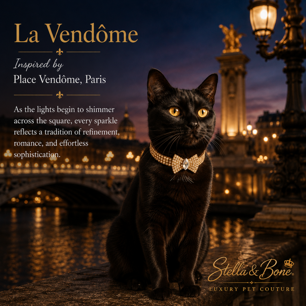 Cat wearing La Vendome, a bejeweled necklace in Paris. Great for wedding, birthday, portraits