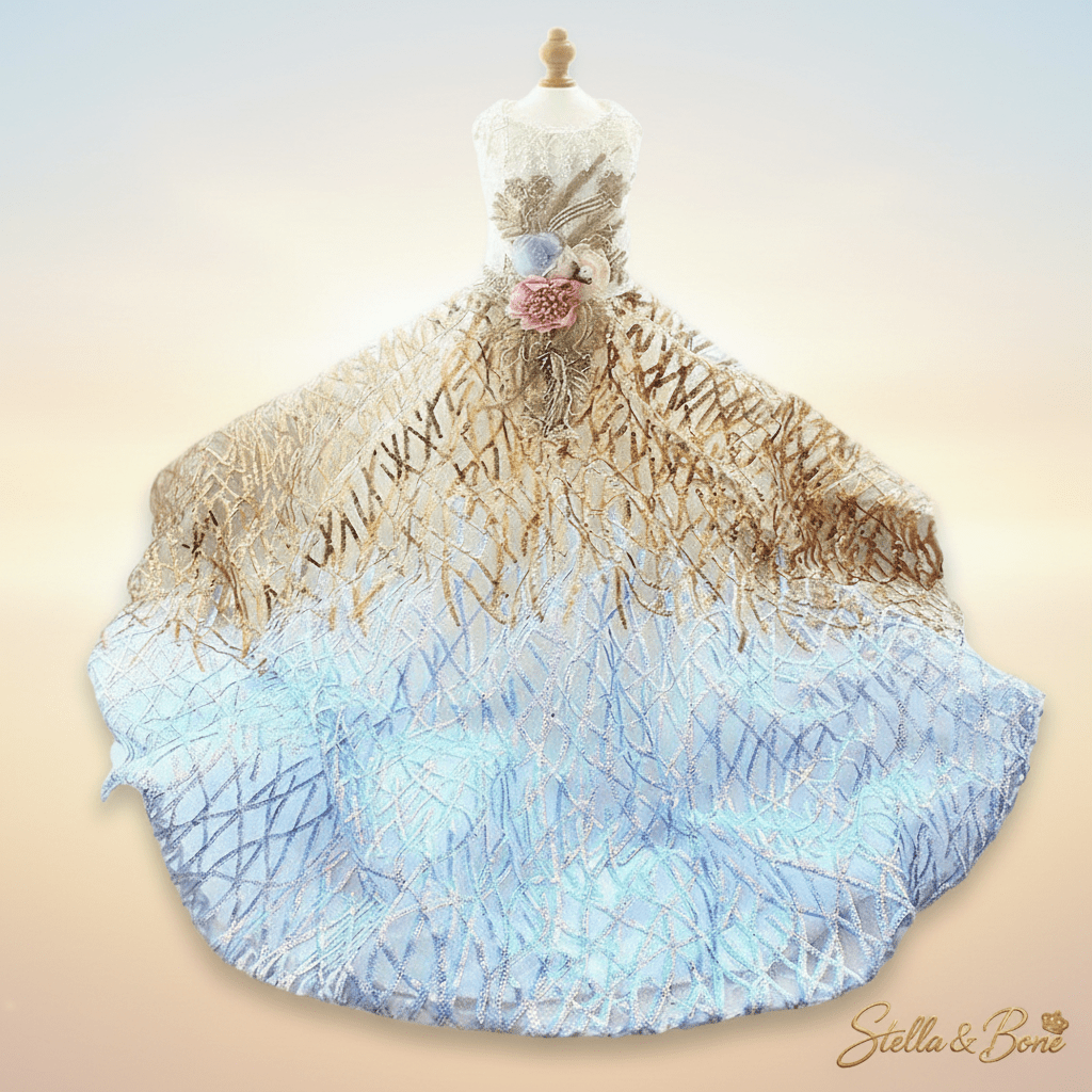 L'Aurore | Gold & Blue Pearl Princess Dog Gown | Stella & Bone