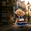 Dog wearing Liberty Belle in Charleston, South Carolina. Great for America's birthday year, celebrations, birthday