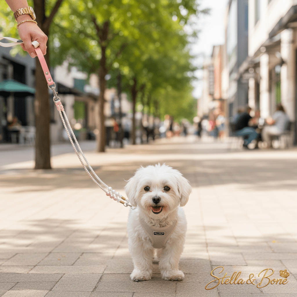 Pearl Beaded Dog Collar & Leash Set | Pink & White | Dogs & Cats | Stella & Bone