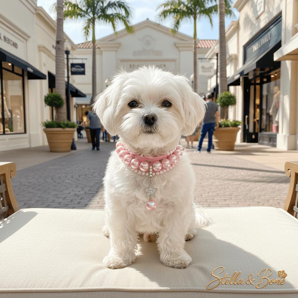 Pearl Beaded Dog Collar & Leash Set | Pink & White | Dogs & Cats | Stella & Bone