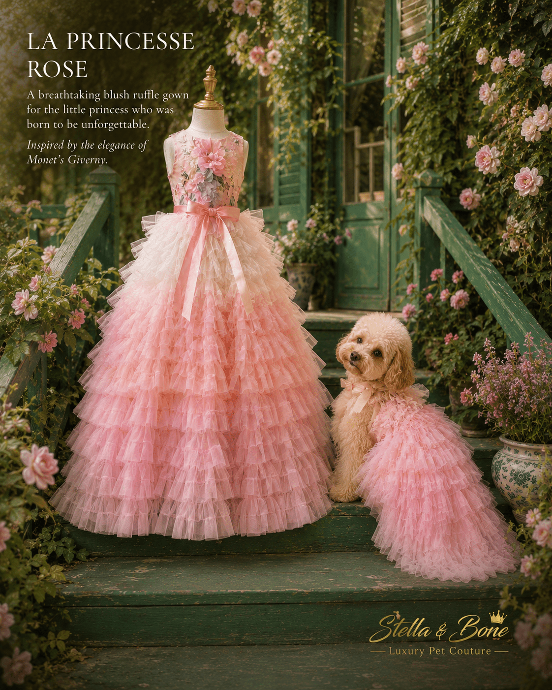 La Princesse Rose | Blush Ruffle Dog Gown | Stella & Bone