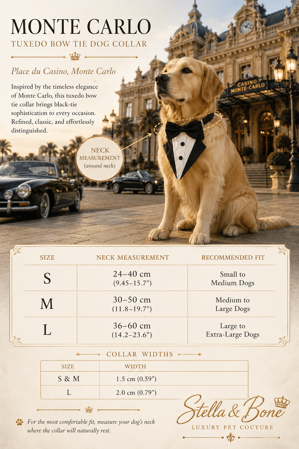 Monte Carlo | Tuxedo Bow Tie Dog Collar | Stella & Bone