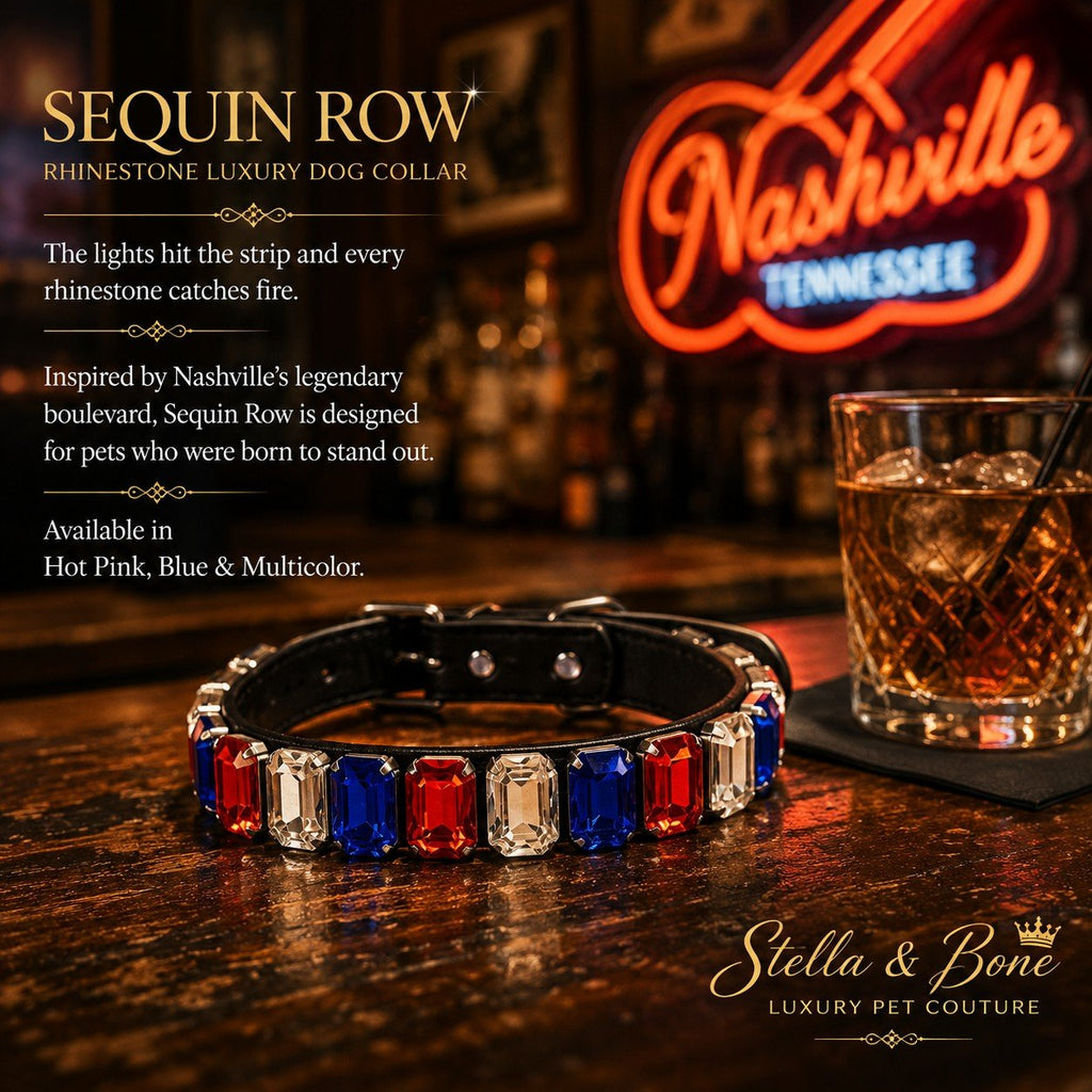 Sequin Row | Rhinestone Luxury Dog Collar | Stella & Bone