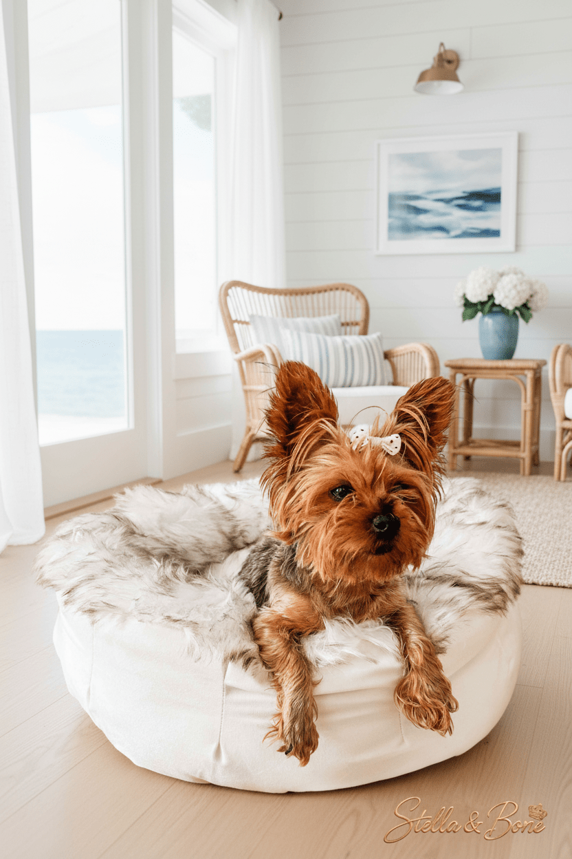 The Nest Bed | Faux Fur Donut Pet Bed | White & Brown | Stella & Bone