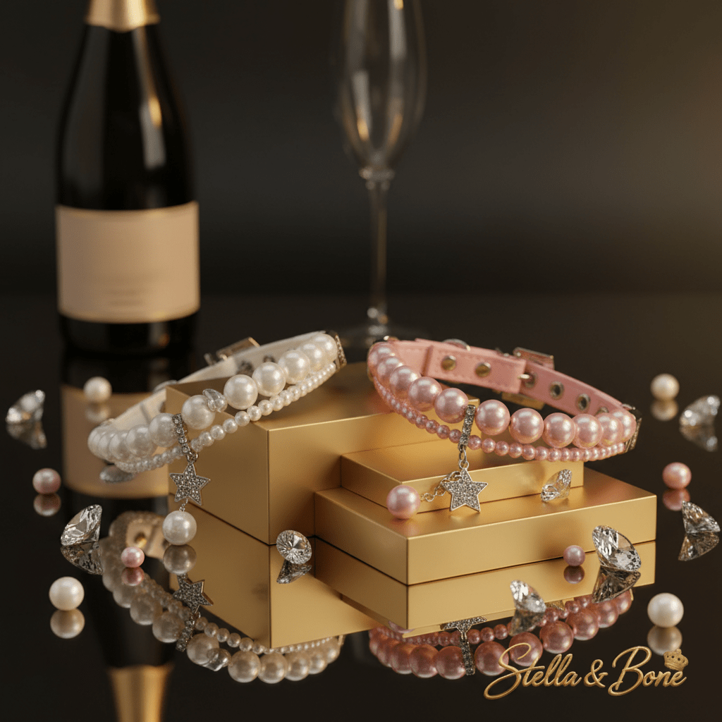 Pearl Beaded Dog Collar & Leash Set | Pink & White | Dogs & Cats | Stella & Bone
