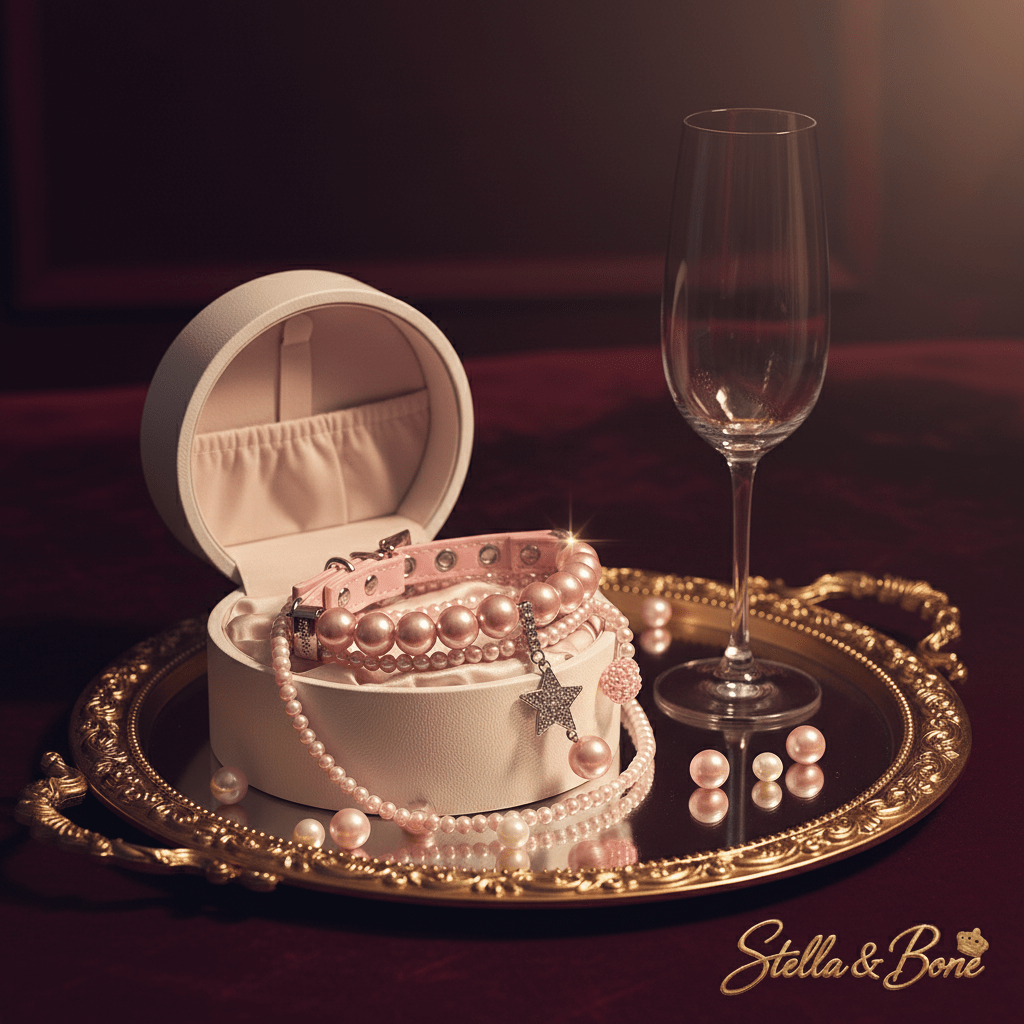 Pearl Beaded Dog Collar & Leash Set | Pink & White | Dogs & Cats | Stella & Bone