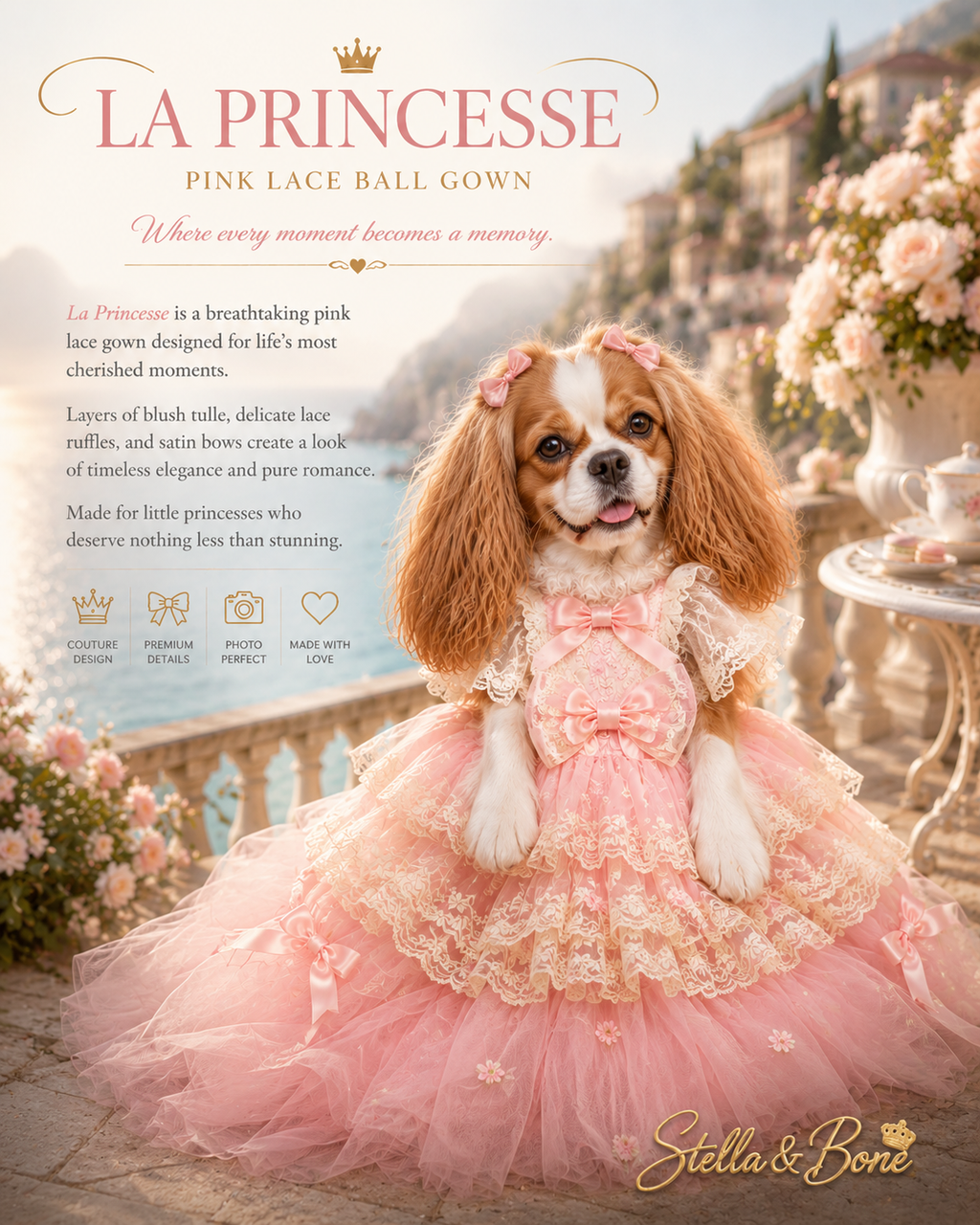 La Princesse | Pink Lace Ball Gown | Dogs & Cats | Stella & Bone