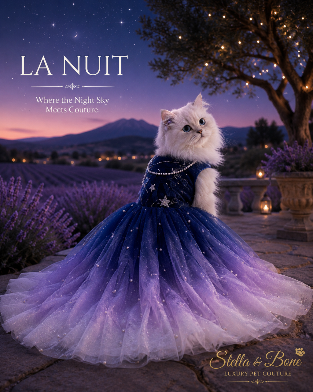 La Nuit | Navy Star Wedding Gown | Dogs & Cats | Stella & Bone