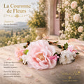 Close-up of La Couronne de Fleurs dog wedding floral crown in a soft pink colorway in Aix-en-Provence, France