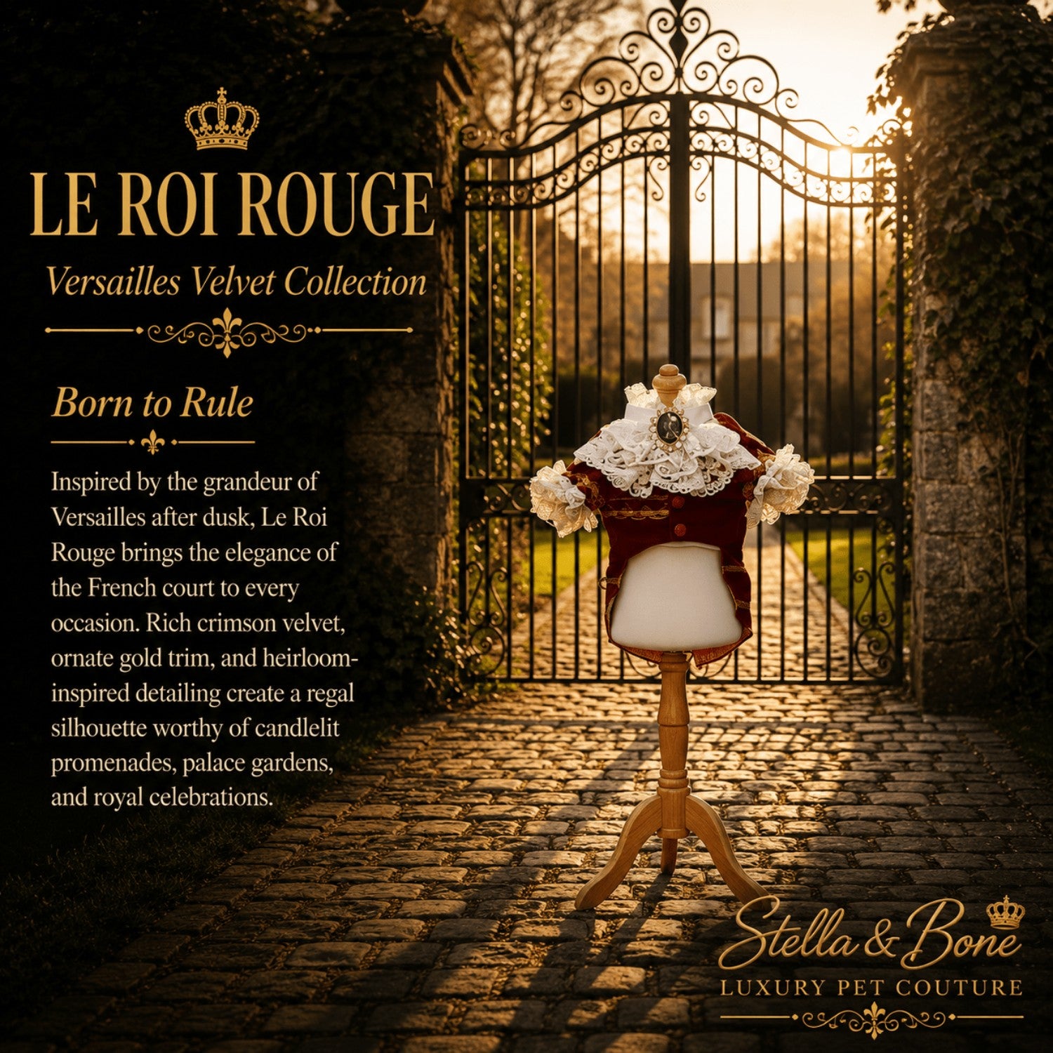 Le Roi Rouge | Versailles Velvet Dog Coat | Stella & Bone