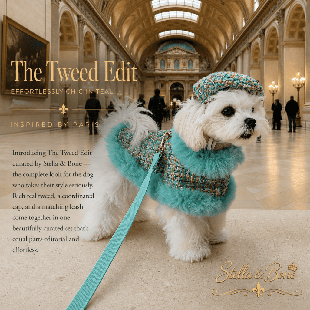 The Tweed Edit | Teal Dog Cape & Leash 3-Piece Set | Dogs | Stella & Bone