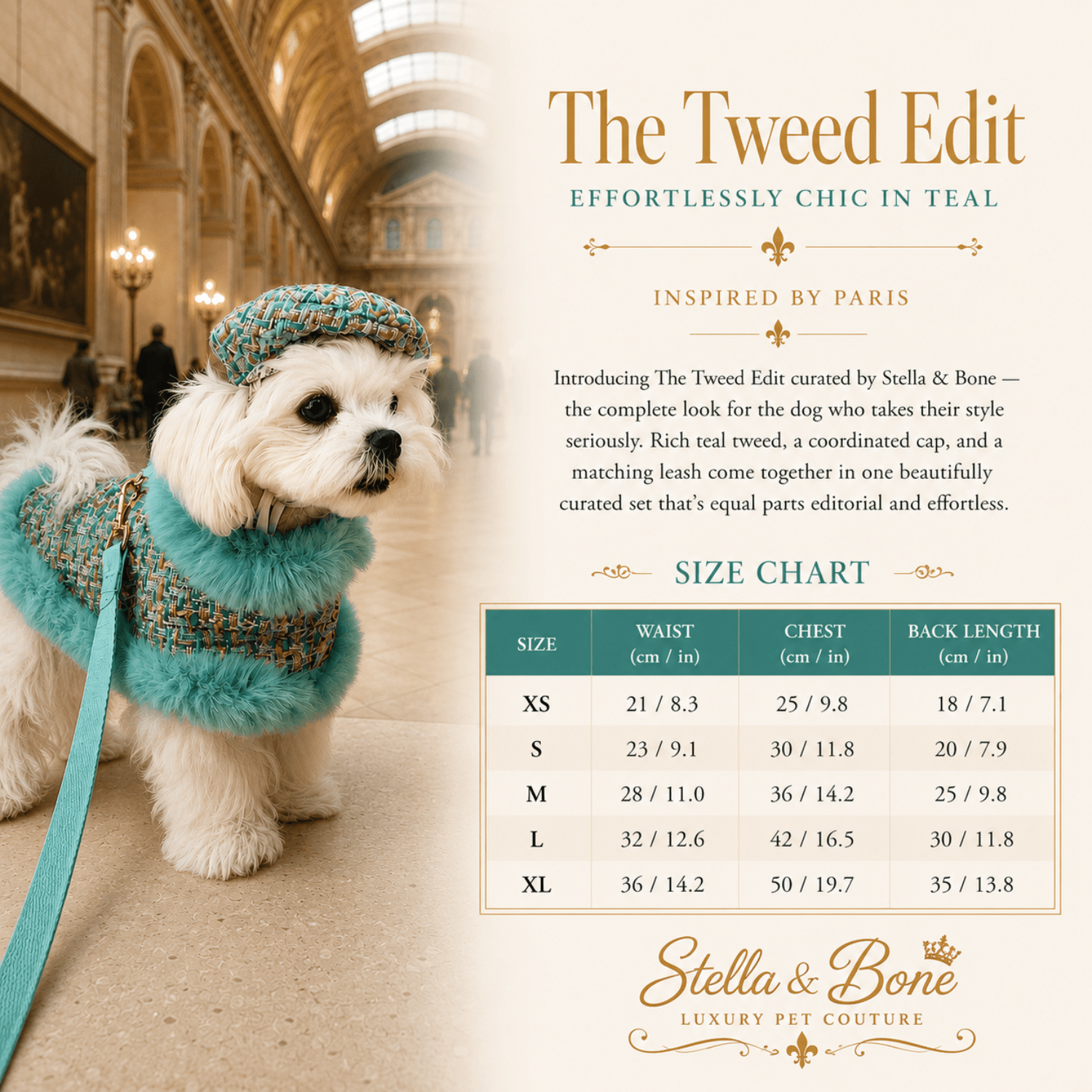 The Tweed Edit | Teal Dog Cape & Leash 3-Piece Set | Dogs | Stella & Bone
